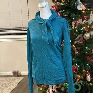Soft Surroundings Cowl Neck Pullover Tunic in Teal Size PM